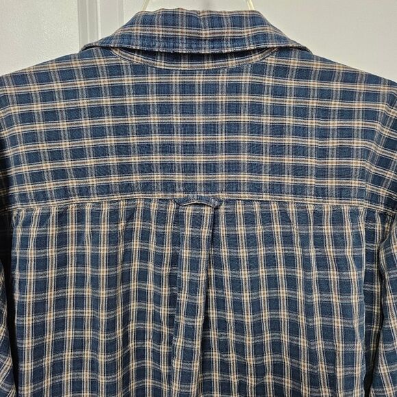 VTG WOOLRICH Shirt Men's 2XL Blue Brown Plaid Long Sleeve Button Up See Pics - Picture 9 of 10